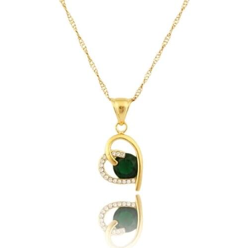 Valentines day Gift fashion Necklace Green Crystal Water Drop Pendant With Long Chain For Lovers