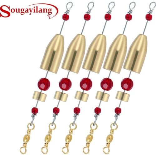 Sougayilang Fishing Carolina Ready Rig Brass Fishing Swivel Ring Connector Fishing Gear Tackle Tools