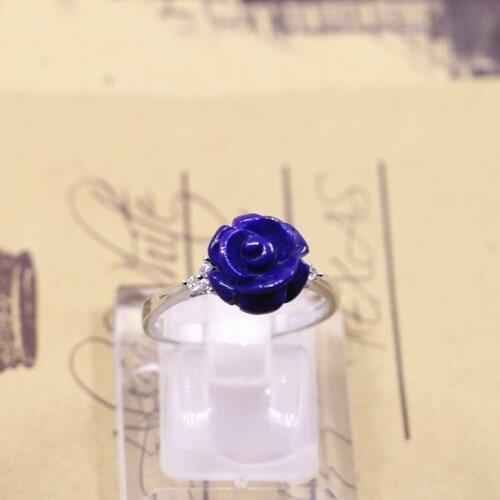 S925 silver jewelry wholesale simple women rose Lapis Rings NEW
