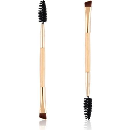 2 In 1 Eyebrow Comb Brushes Bamboo Handle Portable Eyelash Brush Double Heads Eyelash Brush Professional Beauty Makeup Tools