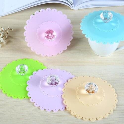 Silicone Cup Lid Glass Drinking Cover Anti-dust Cup color Cap Suction random Seal Lid T4I2