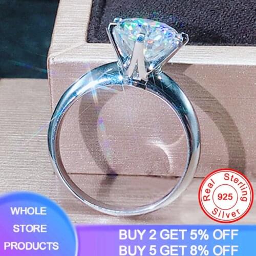 90% OFF! With Certificate 18K RGP LOGO White Gold Rings Solitaire Natural 8mm 2.0ct Zirconia Diamond Ring Silver Wedding Rings