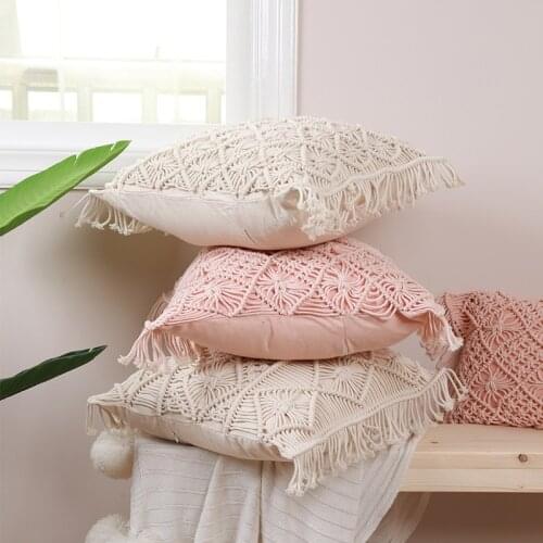 Woven With Tassel Pillowcase Cotton Canvas Throw Cushion Cover Sofa Home Outdoor Office Decorative PillowCover 40860