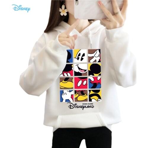 Disney Anime Mickey Jigsaw Graphic Hoodies Women Aesthetic 90s Long Sleeve Thick Warm Anime Vintage Polar Mujer Invierno Y2K