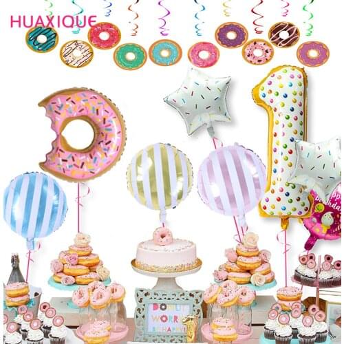 Donut Birthday Party Decor Kids Banner Balloon Donut Party Supplies Donut Number Balloons Birthday Party Boy Girl Baby Shower