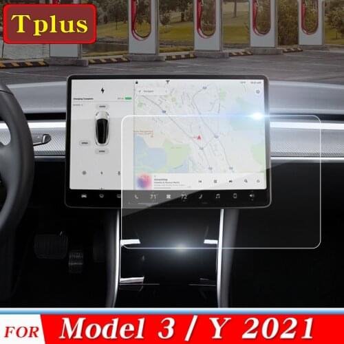 Model3 / Y 2021 Car Navigation Screen Protector Film For Tesla Model 3 Accessories GPS HD Tempered Glass Film Anti-blue light