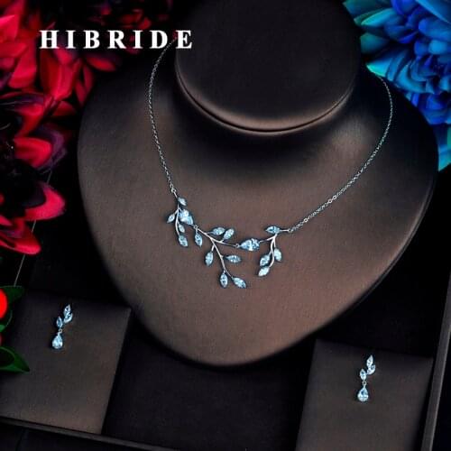 HIBRID Elegant Leaf Shape Women Jewelry Sets Bridal Accessories boucle d oreille mujer Jewelry Set Wholesale N-648