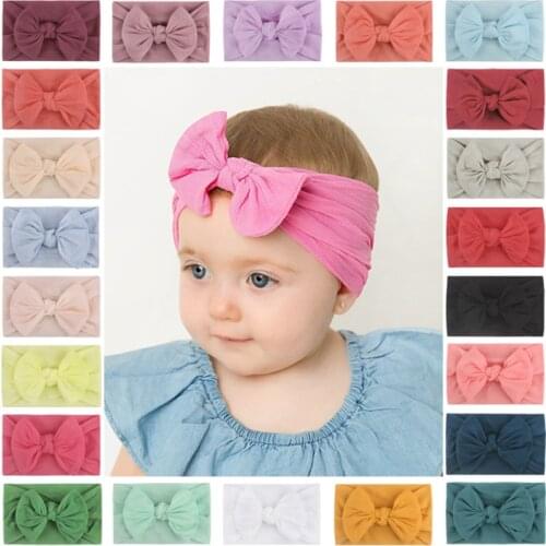 1/3/5pcs Childrens Seamless Hairband Soft Elastic Solid Color Nylon Bow Knot Turban Hair Bands Hair Accessories Baby Turband