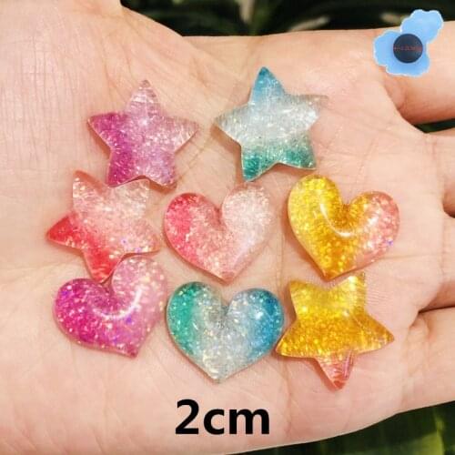 1Pcs Stars Heart-Shaped Gradient Colorful Glitter Lovely Garden Shoe Accessories Decorations Charms Fit DiyWristband