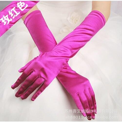 10pc/ lot 38cm 20 color Women lady dancing performance long fuscia gloves fashion evening party glove free shipping