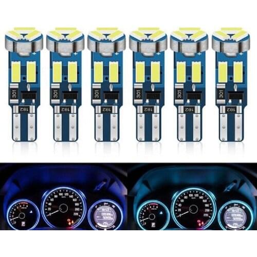 10Pcs T5 LED Lights W1.2W W3W LED Car Interior Light Auto Side Wedge Dashboard Gauge Instrument Lamp Bulb 4014 LED Super Bright