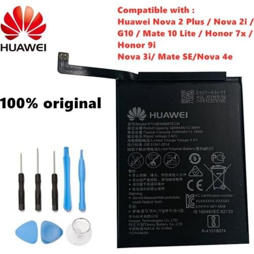 2021 year original Huawei 3340mAh battery HB356687ECW for Nova 2 plus / 2i / G10 / Mate 10 Lite / Honor 7x / Honor 9i + tools