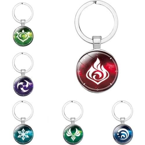 Game Primordial Spirit Influence Role-Playing Bracelet Wristband Props God’S Eye Glow Time Gem Cabochon Element Keychain Jewelry