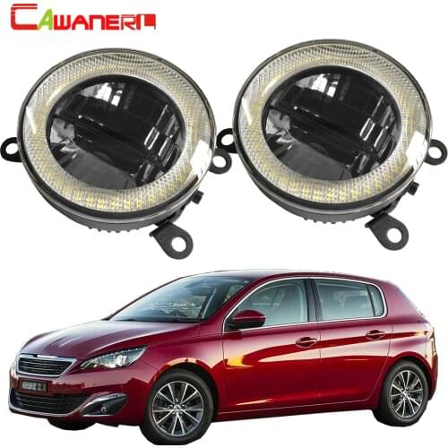 Cawanerl 3in1 Function Car LED Lens Fog Light Daytime Running Lamp Angel Eye 12V High Bright For 2013-2018 Peugeot 308