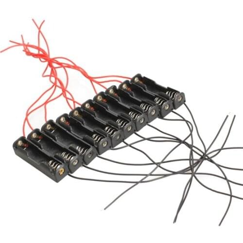 10pcs/lot Single Slot AAA Mobile Battery Clip Case Holder Box With Wire Leads DIY Battery Storage Cases For AAA Battery