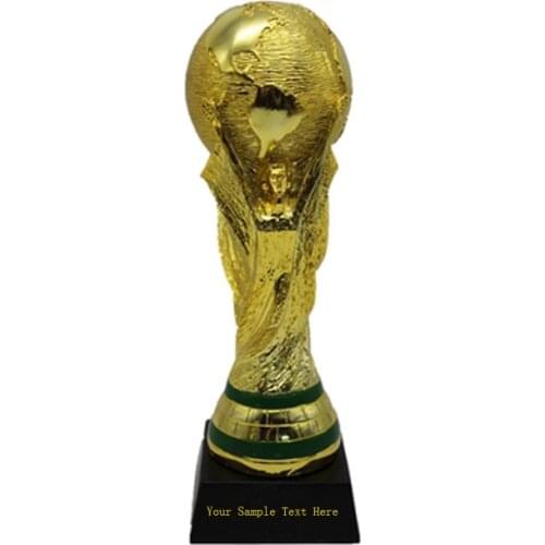 DIY Customized Big Size Golden Color World Cup Football Champion Souvenir Mascot 35CM Height World Cup Toy