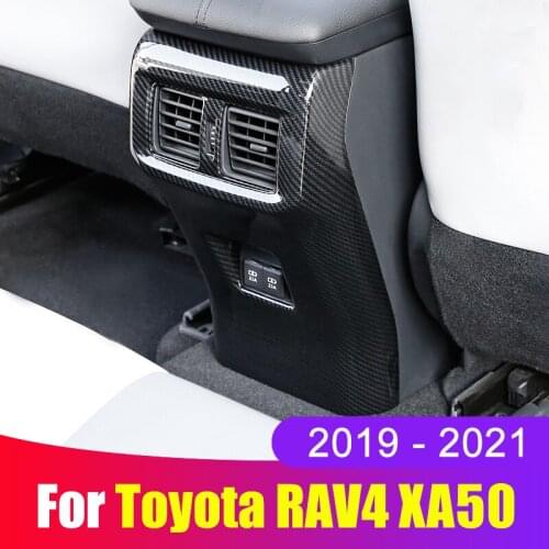 For Toyota RAV4 2019 2020 2021 RAV 4 XA50 ABS Carbon fiber Car Rear Seat Console Air Conditioning Outlet Frame Cover Accessories