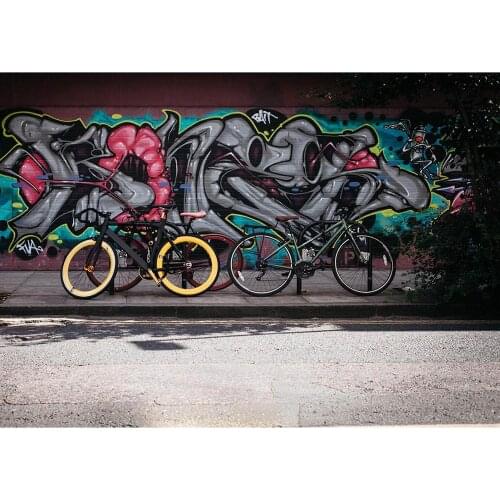 Photography Background Graffiti Wall Bicycle Street Computer Printed Backdrop for Baby Children Party Photoshoot Photo Studio