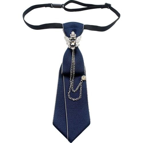 British Style Rhinestone Tie Bowties for Mens and Womens Ties Clothing Short Metal Necktie Uniform Shirt Accessories 6 * 21CM