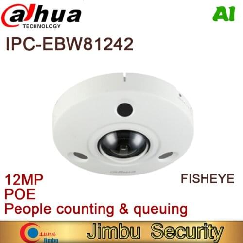 Dahua 12MP IP Camera Panoramic Fisheye IPC-EBW81242 AI POE People counting video surveillance system Surveillance camera