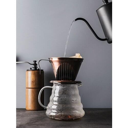 Creative hand brewing coffee pot with filter stainless steel coffee filter cup set household portable coffee makers drip type