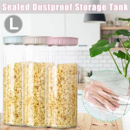 Kitchen Sealed Storage Box Grains Snacks Sealed Jar Plastic Transparent Food Storage Tank Containers for Dry Cereals Measure Cup