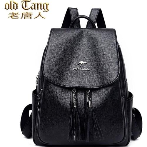 OLD TANG Fashion Bags For Women 2020 Designer Leather Female Backpack Large Capacity Bookbag Simple Backpack Mochila Feminina