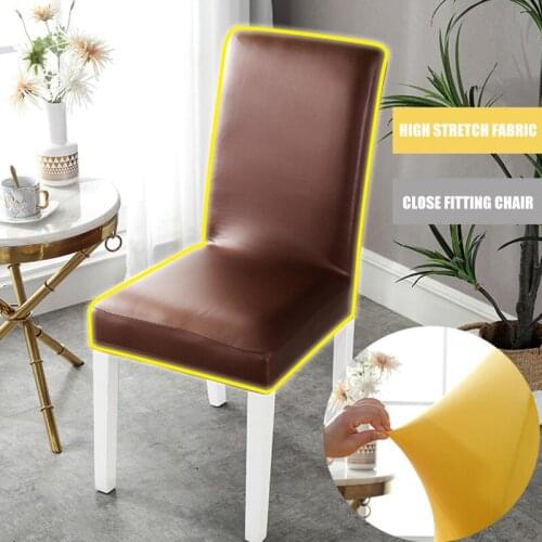 Fashion Chair Cover Stretch PU Leather Cover Waterproof Seat Cover for Dining Chair Office Chair Hotel Chair B99