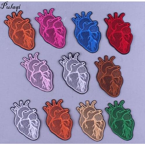 Many Color Heart Embroidered Patches On Clothes Iron On Patches For Clothing Human Organs Patches Stickers Applique Badge Stripe