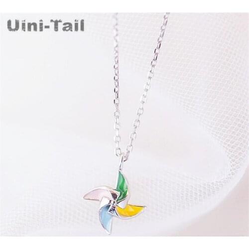 Uini-Tail 2019 new listing 925 sterling silver simple color windmill necklace fashion creative sweet fresh literary jewelry