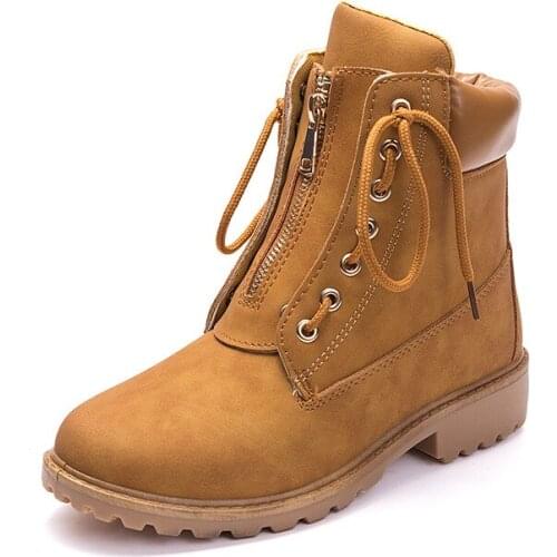 Fall Winter Martin Boots Women 's Two-Way Wear Lace -up Booties Women 's Casual Flat Tooling Women 's Boots