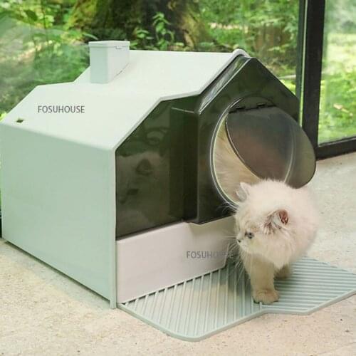 Plastic Cat Litter Box Basin Fully Enclosed Drawer Type Super Large Odor Proof Sand Proof Kitten Toilet Cat Excrement Basin Cat