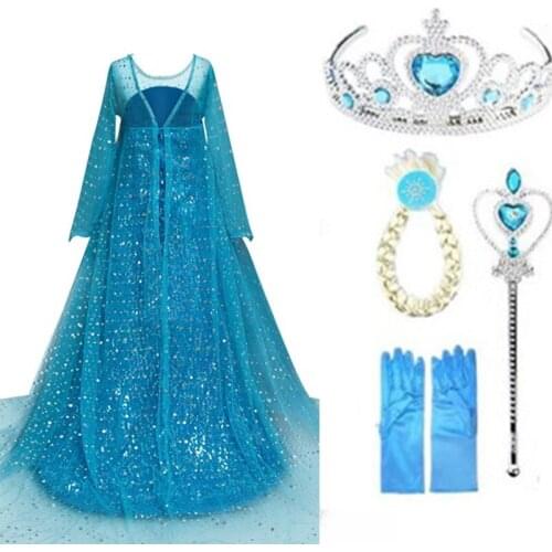 Elsa Ankle-Length Snow White Queen Dress For Baby Girl Birthday Wedding Party Cute Style Princess Dresses 3-8 Yrs Kids