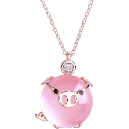 Powder Pig Necklace Pendant Female Girl Cute Gift Gift Straight Ornament