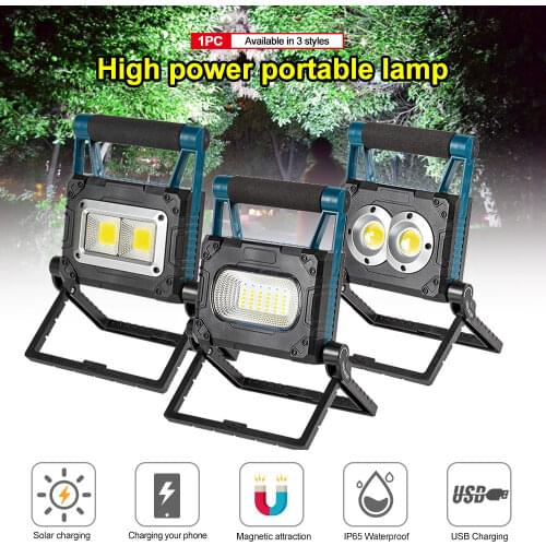 30W Portable Folding Solar Work Light USB Recharge Magnetic IP65 Flashlight LED Emergency Outdoor Camping Light AS Power Bank