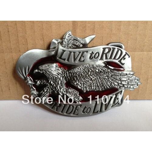 Live to Ride Ride to Live Fling eagle motor cycles belt buckle suitable for 4cm wideth snap on belt sw-b269 free shipping