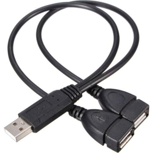 HOT 30cm USB 2.0 A Male To 2 Dual Female Jack Y Splitter Hub Power Cord Adapter Cable