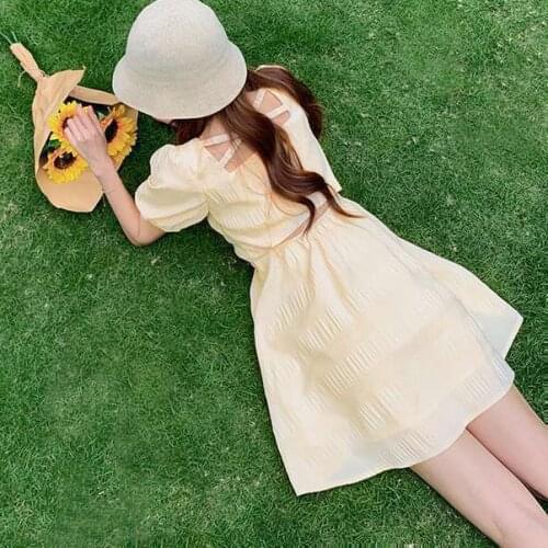 French retro niche high-end dress summer vestidos french dress women plus size ruched dress vestidos mujer Hollow Out