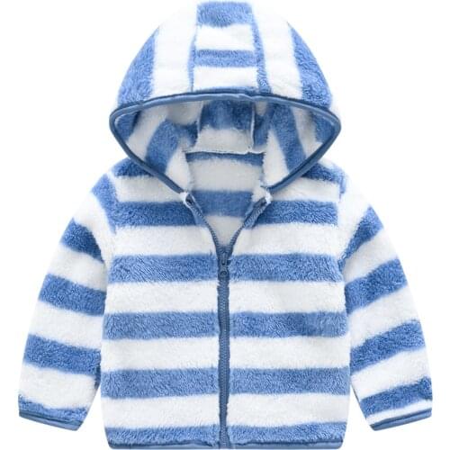 Wool Sweater Jackets Boys Baby Clothes Children Striped Zipper Outerwears Girls Cute Hooded Cotton Coats Newborn Clothing Autumn