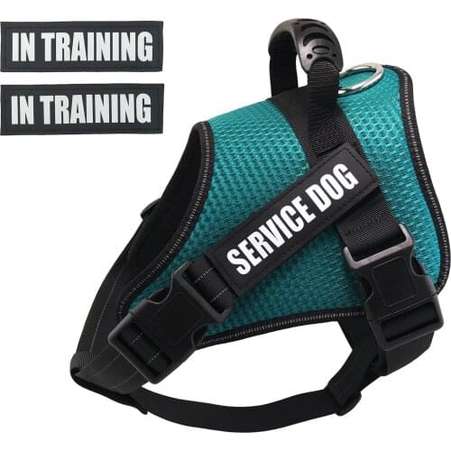 Service Dog Harness, No-Pull Emotional Support Pet Harness, Reflective Breathable and Adjustable Pet Halters(Green