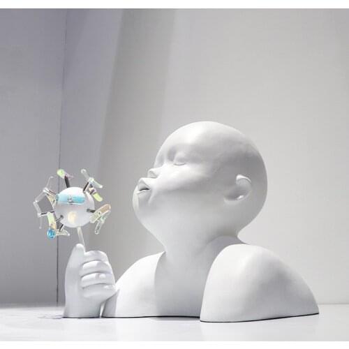 Nordic Home Decor Modern Home Decoration Resin Statue Sculpture Character Figurine Pure White Art Supplies Desktop Ornaments