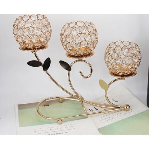 Modern Candle Holder Crystals Embellishing Candelabra Party Tabletop Centerpiece Buffet Ornaments Office Candelabrum Decor