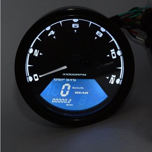12V LED Backlight Electronic Induction Type Tachometer Speedometer Odometer Gauge Kit 12000RPM for 1/2/4 Cylinders Motorcycle