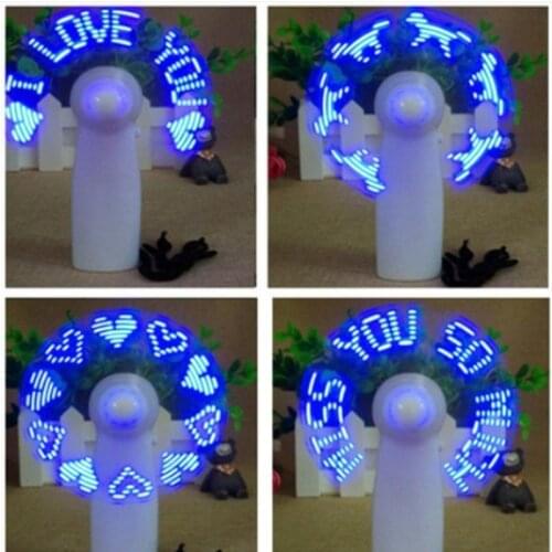 LED Love Handheld Fan Table Lamps Flashing I Love You LED Cooler Desktop Cooling Gift Fan with Characters Messages Gift
