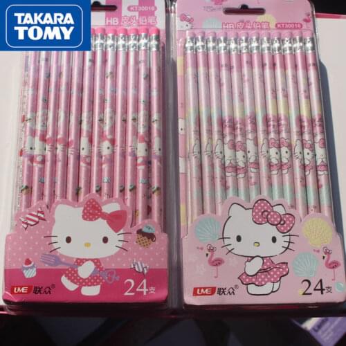 Takara Tomy Hellokitty Cute Cartoon Creative Personality Wooden Pupil Pencil Kindergarten Reward