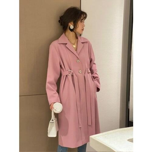 High-end windbreaker womens middle long knee length 2021 new spring dress design sense fashion temperament