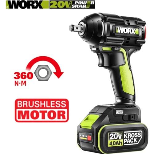 WORX WU279 Cordless Impact Wrench Electric Tools Brushless Motor 20V 4000mAh Lithium Battery 360Nm Wrench Socket Power Tools
