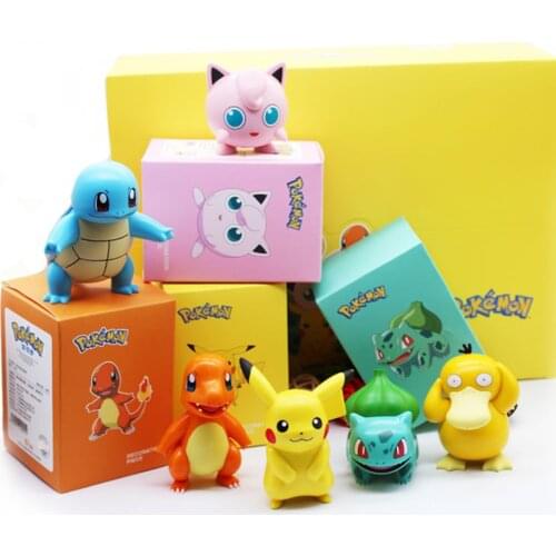 Japan Anim Pokemon Pikachu Actio Figure Toy Dolls Kawaii Cartoon Squirtle Charmander Psyduck Purin Model Toys Kids Birthday Gift
