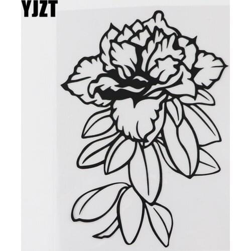 YJZT 11.8CM×16.5CM Funny Flower With Leaves Decal Vinyl Car Sticker Black/Silver 8A-1178