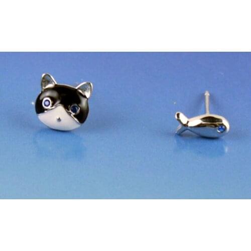 Daisies Pure 925 Sterling Silver Lovely Cat Fish Animal Post Stud Earring for Women Girls Jewelry Accessories Birthday Gift